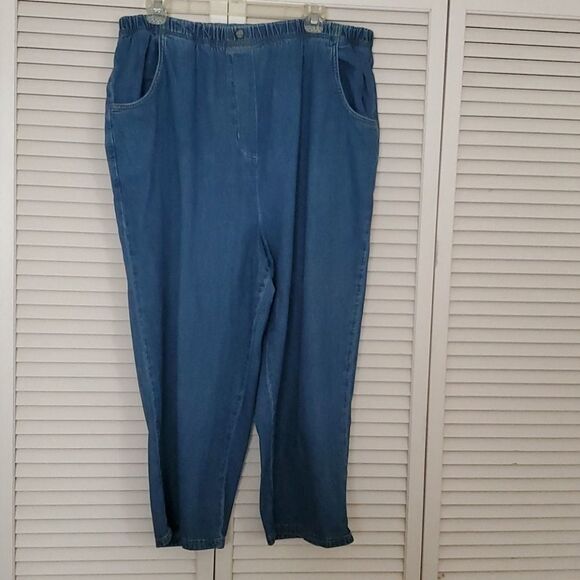 SAG HARBOR cropped elastic waist denim pan… - Picture 1 of 7
